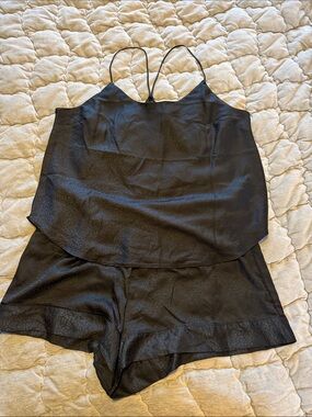 Victoria's Secret Black Satin Cami and Shorts Pajama Set